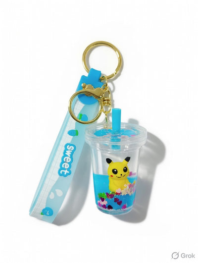 Pack of 3 Pikachu in sipper water glitter keychain (eff price 62)