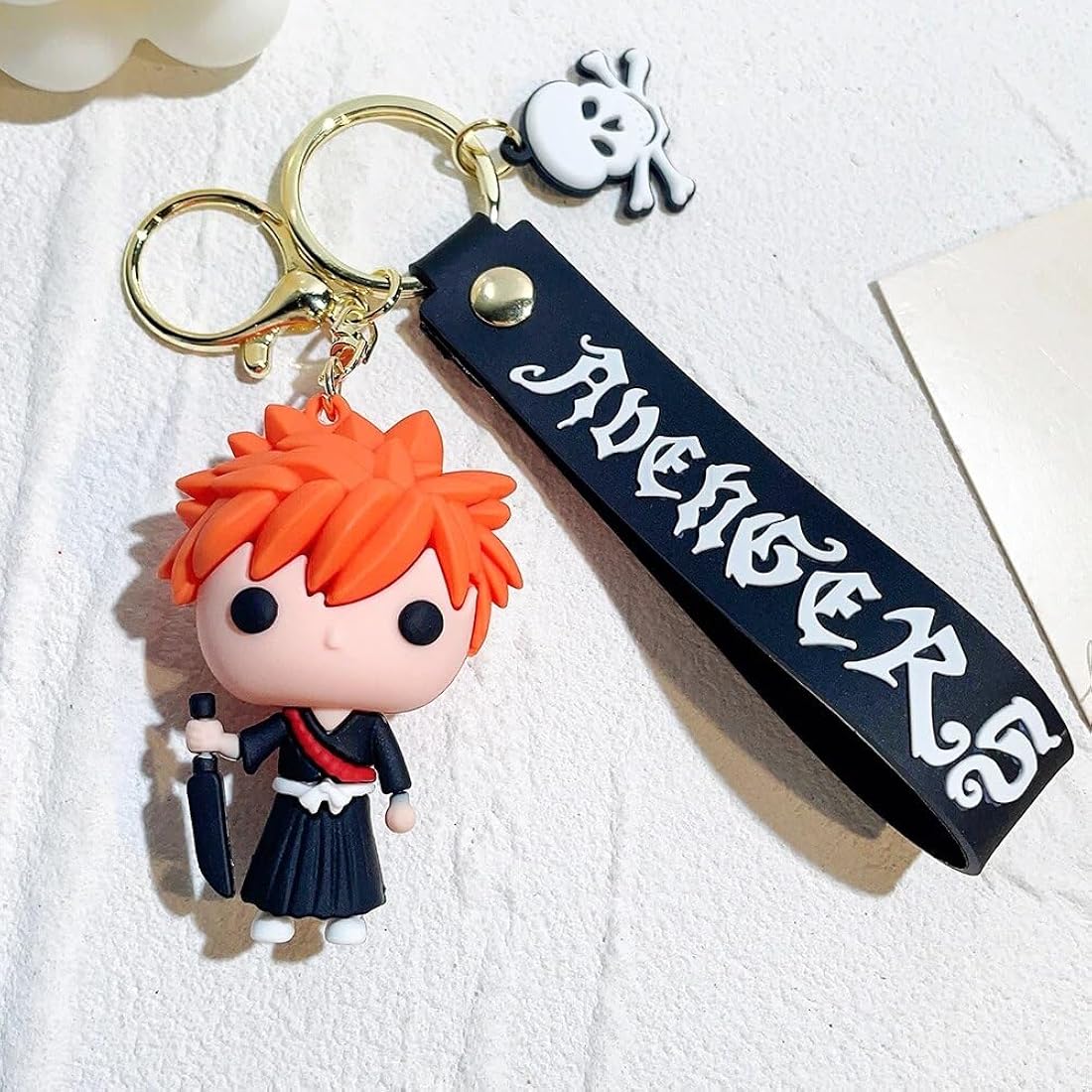 New Bleech Orange Hair Rubber Keychain Pack of 3 (eff price 37)