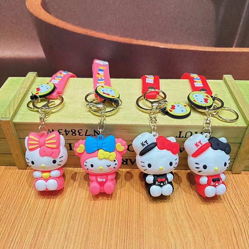 New Kitty Mix Design Rubber Keychain Pack of 3 (eff price 40)