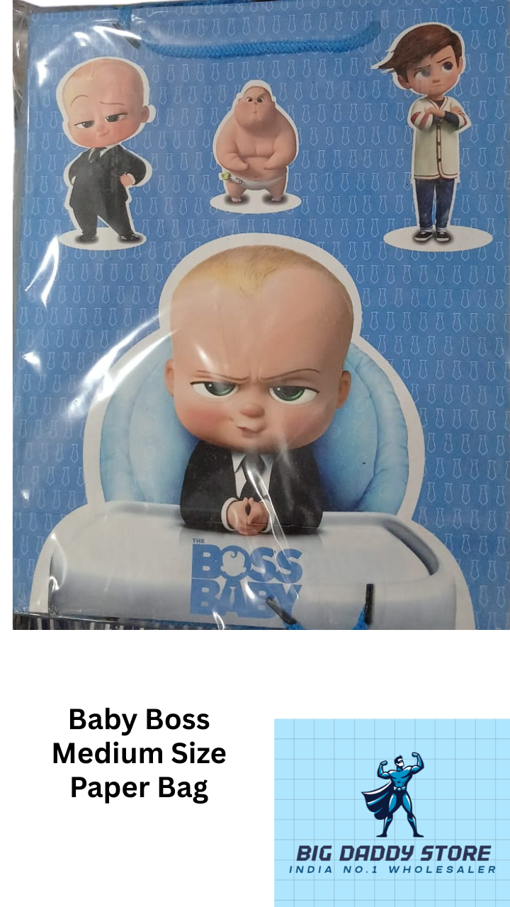 Medium size paper gift bags M-Baby boss (Pack of 12)