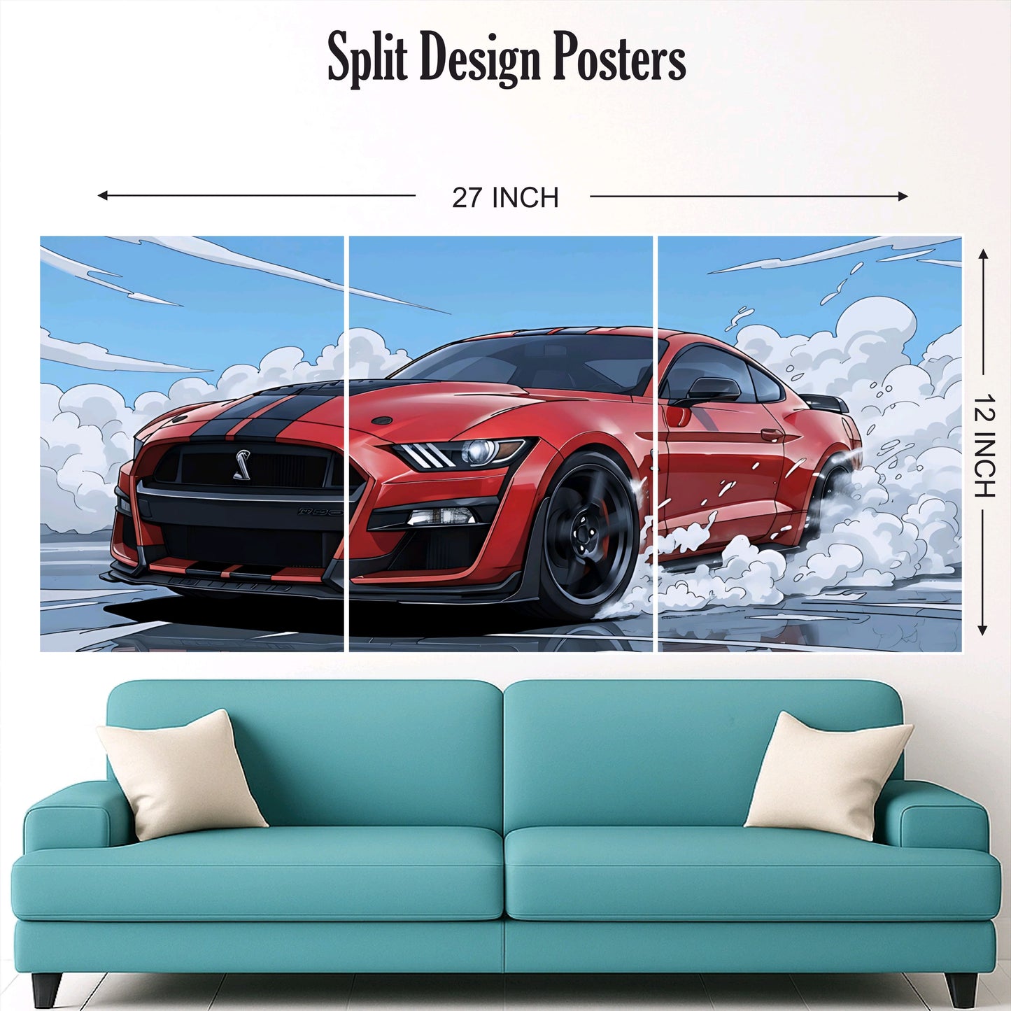 Ford Mustang Shelby gt500 split design paper poster pack of 3 ( Net price 42 )