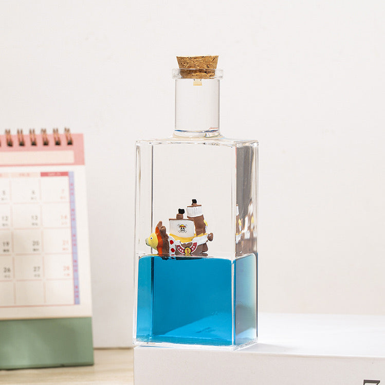 Big Square glass bottle luffy ship showpeice