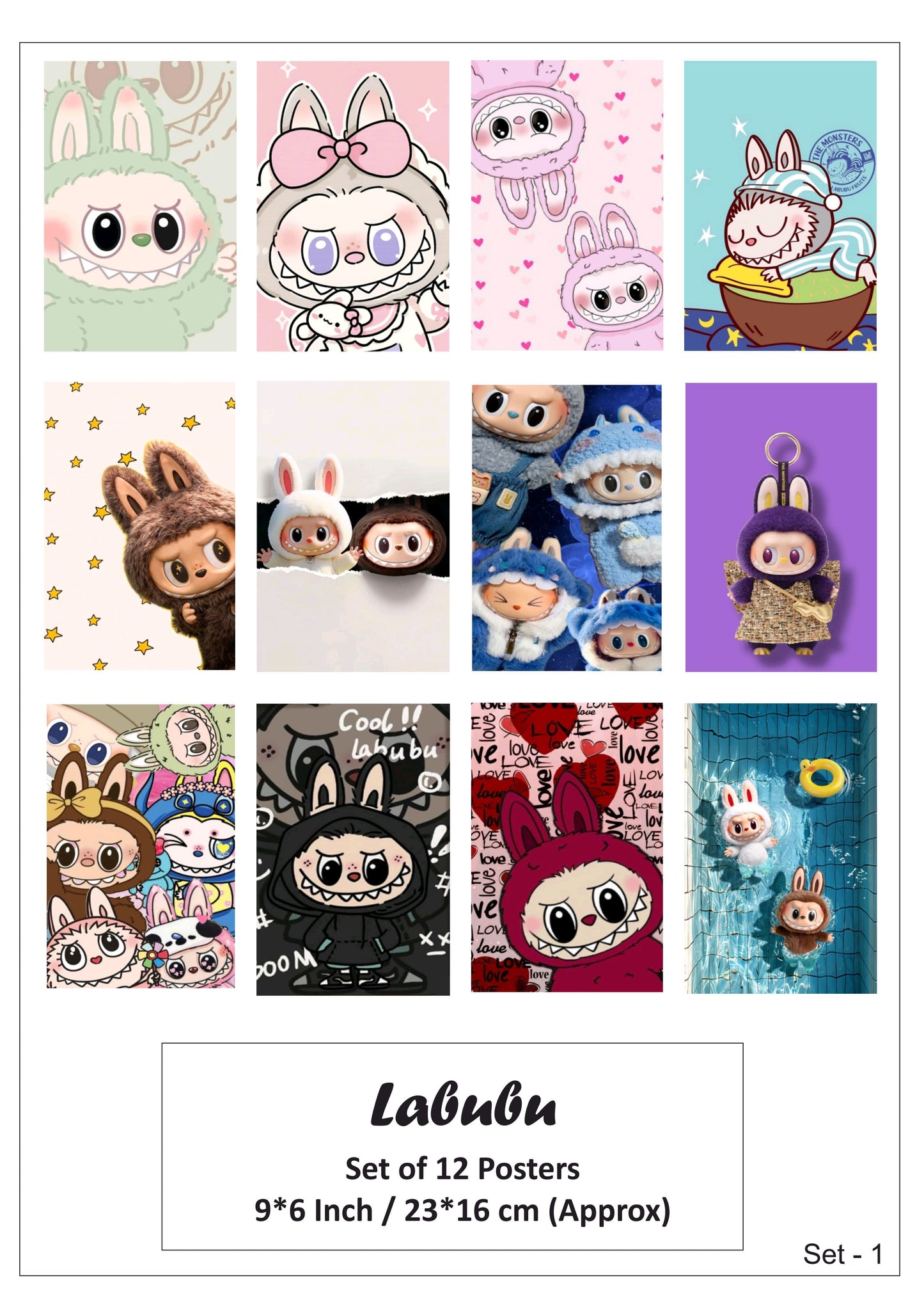 Labubu (S-1) small size paper poster pack of 12 (eff price 68/pkt) Pack of 3 packet
