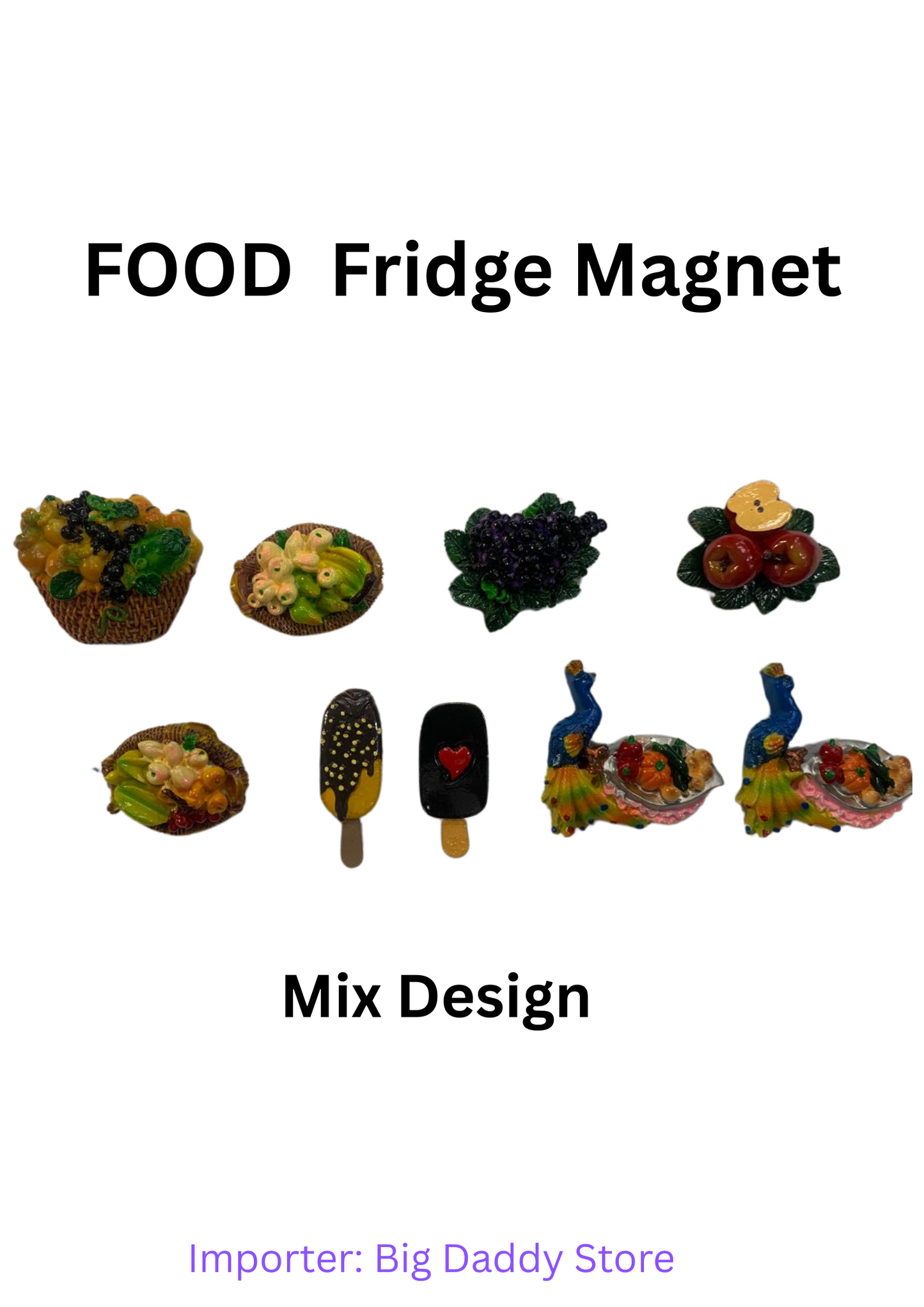 Food Shape fridge magnet mix design pack of 10 (eff price 38)