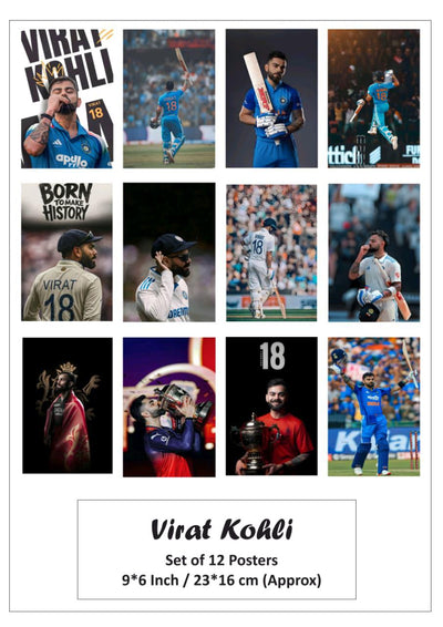 Virat Kohli small size paper poster pack of 12 ( eff price 68 / 3packet )