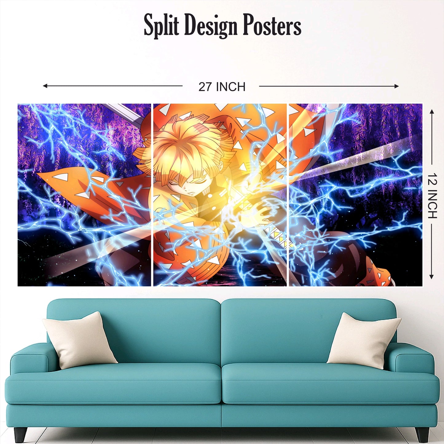 Zenitsu split design paper poster pack of 3 ( Net price 42 )