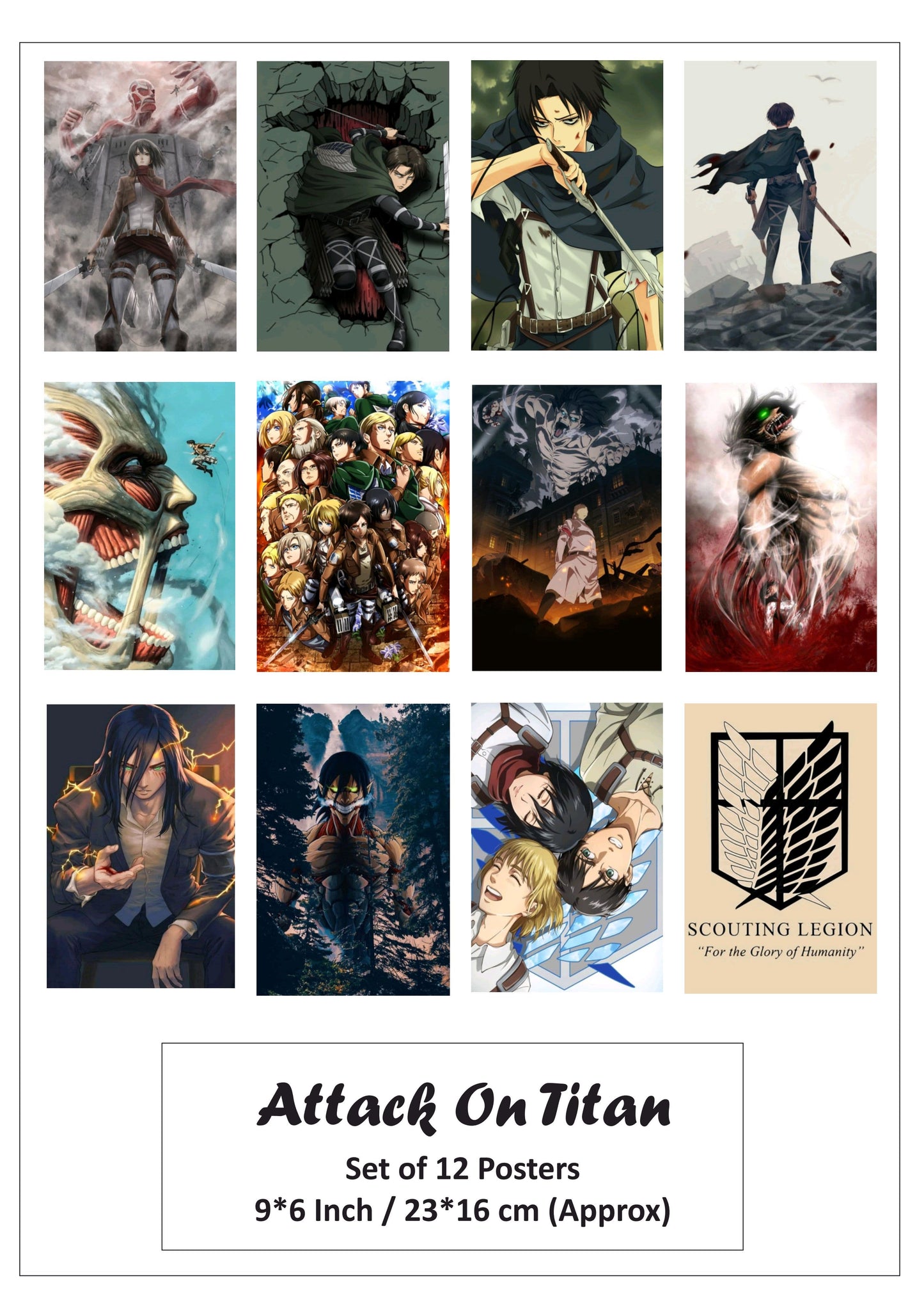 Attack On Titan small size paper poster pack of 12 (eff price - 68/packet 3)