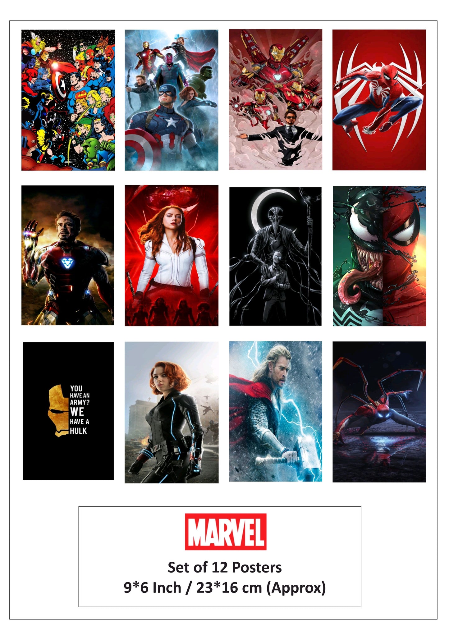 Marvel small size paper poster pack of 12 (eff price 68/pkt) Pack of 3 packet
