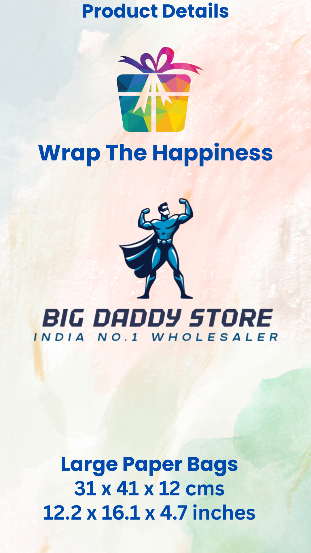 Large size paper gift bags L-1458 (Pack of 12)