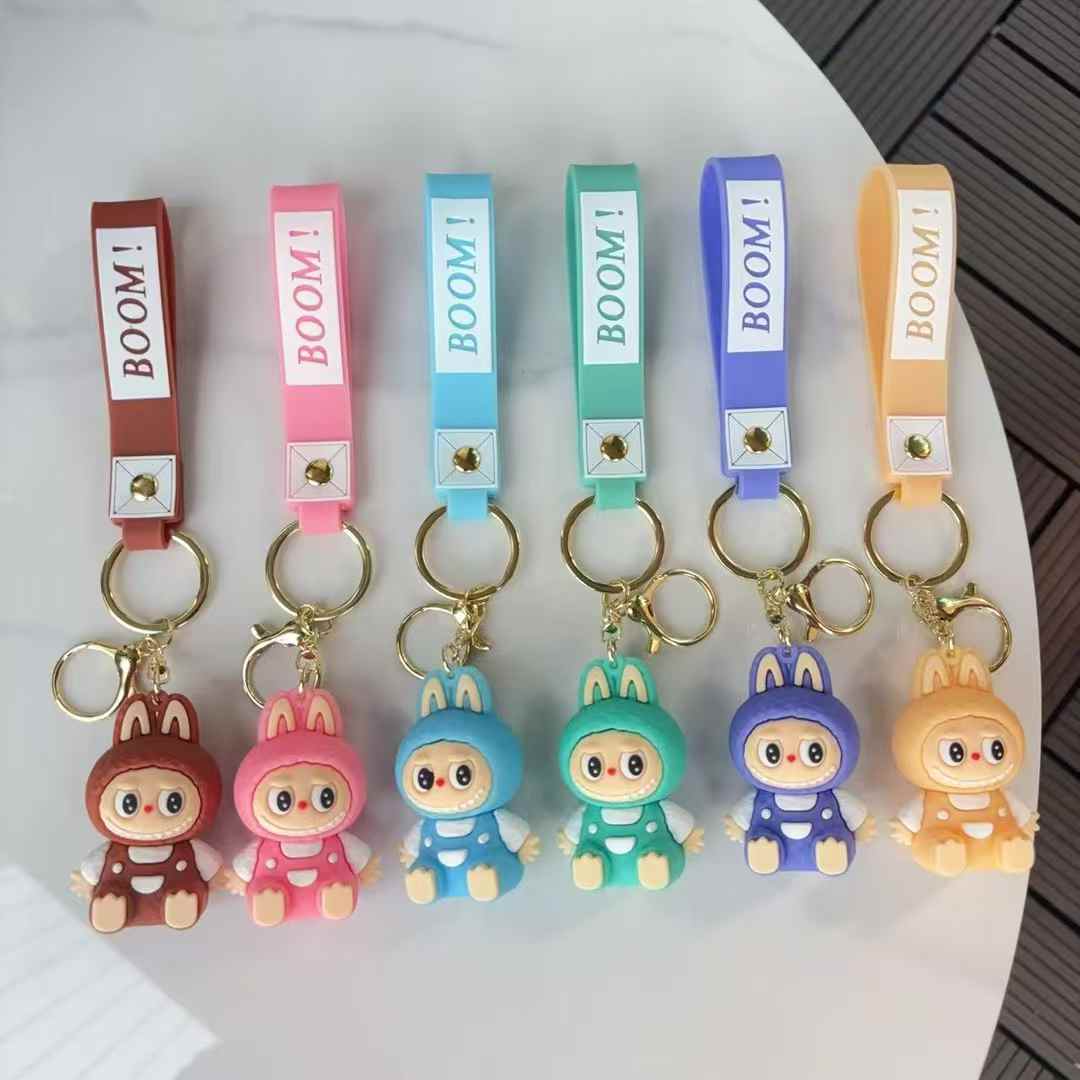 New Labubu Sitting Mix Design Rubber Keychain Pack of 3 (eff price 37)