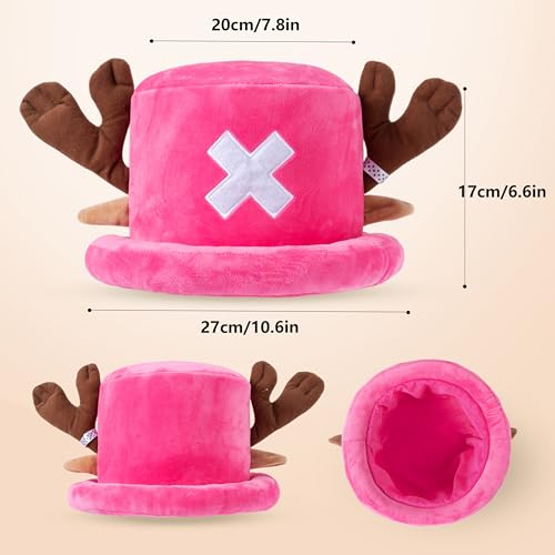 One Piece Tony Chopper Dark Pink Anime Cosplay Plush Hat