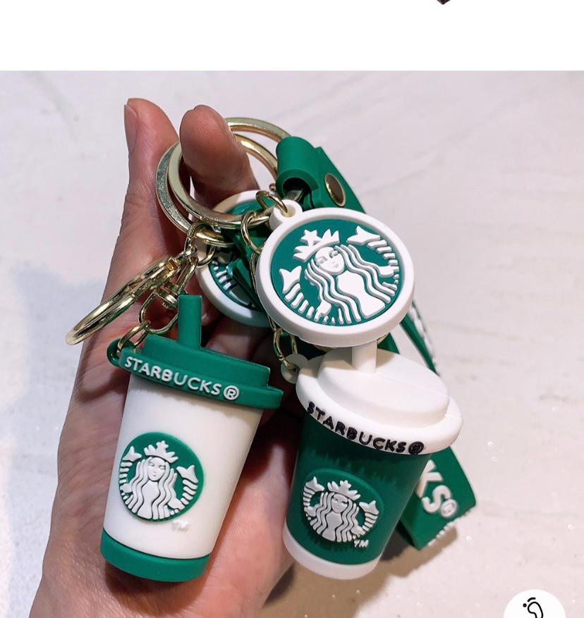New Starbucks Cup White/Green Rubber Keychain Pack of 3 (eff price 37)
