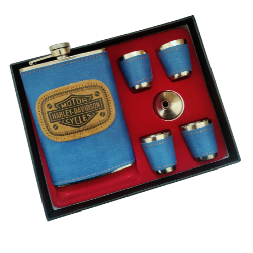 9oz Harle Davison Flask set with 4 glass and funel