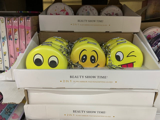 Smiley pocket mirror keychain