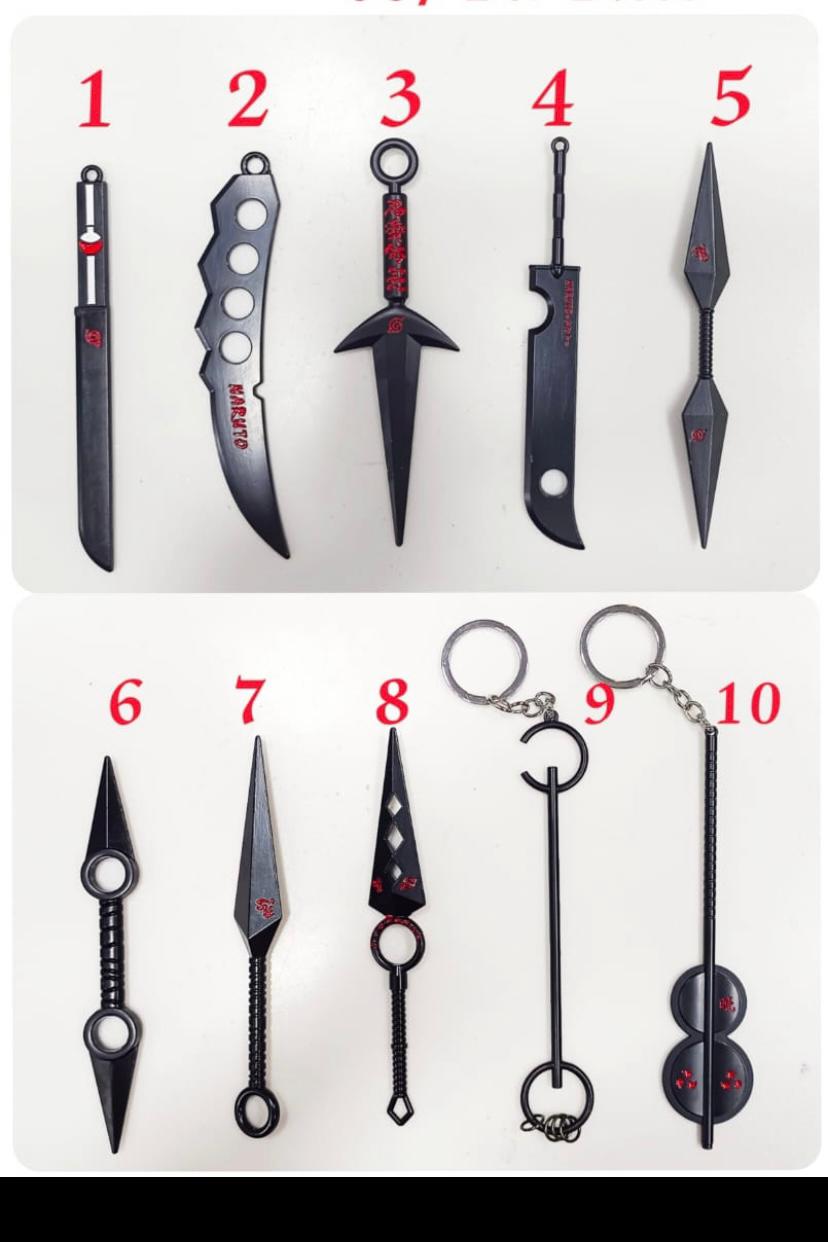 Natuto mix metal kunai / chaku / katana pack of 6 ( net price 58)