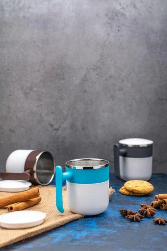 Stainless steel coffee mug with lid ( Pack of 6 )