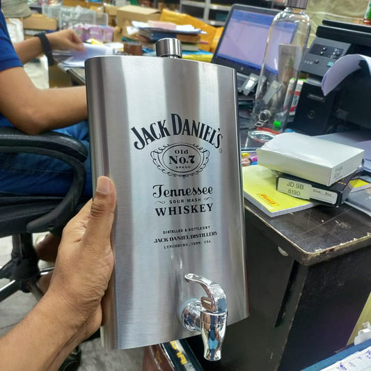 64 oz JD Silver Hip flask