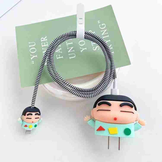 3pcs- Shinchan Green 20 W Iphone Silicone Charger Cover Net Price 65