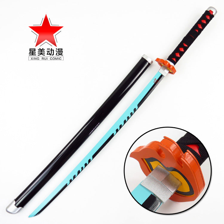 LED - Tanjiro Fire 104 Cm Wooden Katana fully assembled