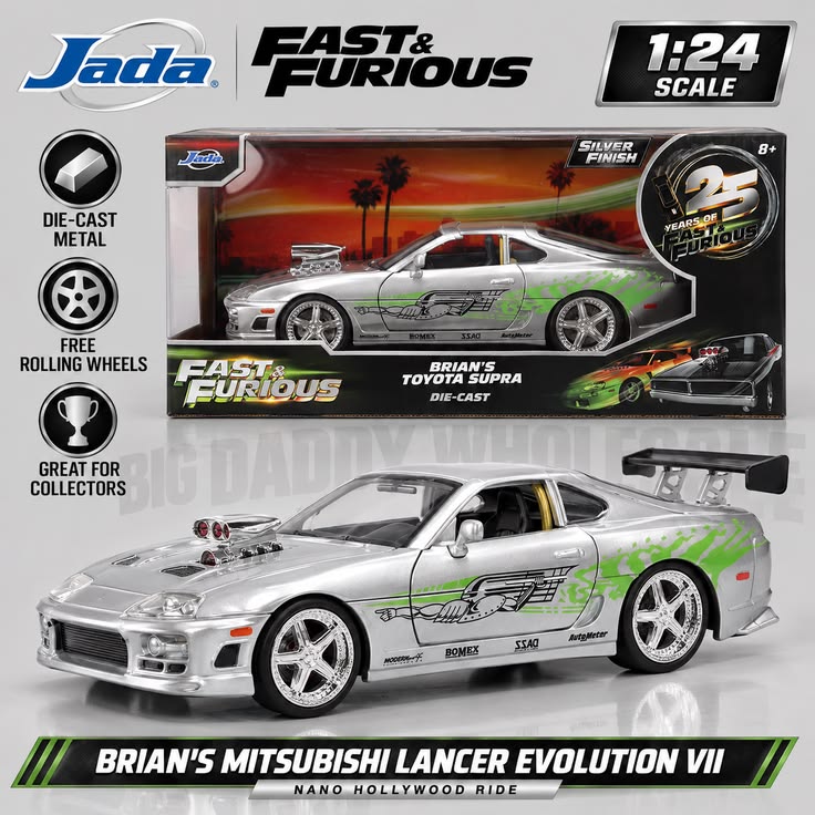Jada Toys Fast & Furious 25th Anniversary Brian Toyota Supra 1:24 Die-Cast Car