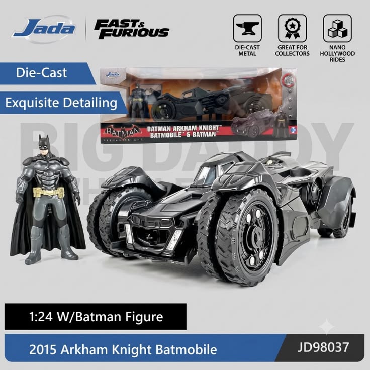 Jada Toys Batman 2015 Arkham Batmobile 1:24 Die-Cast Car