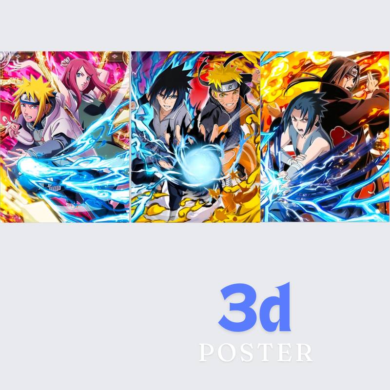 2pcs- Natuto and team 3d poster net price 105