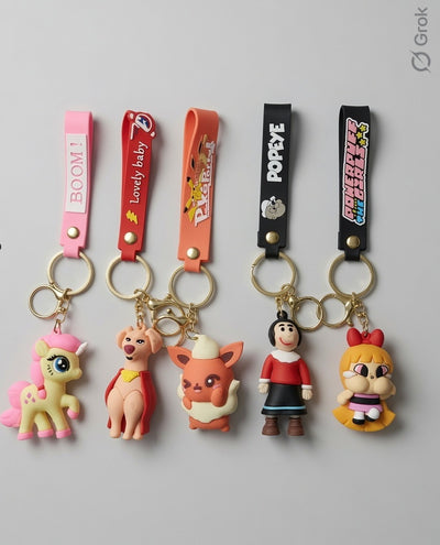 6pcs - mix design Pokemon & unicorn Rubber keychain (eff price 35)