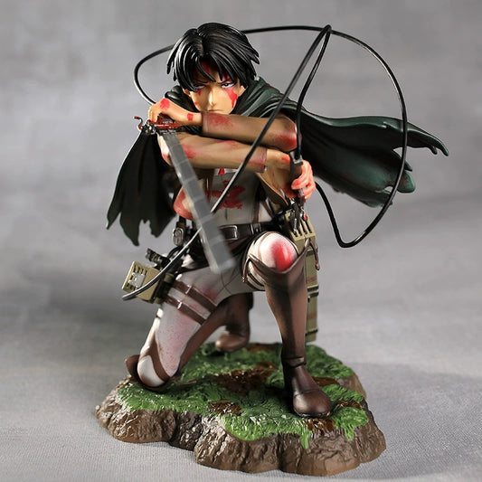 Eren yeager attack on titan figure Levi bloody squatting posture