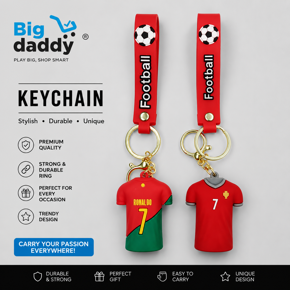 6pcs - Ronaldo tshirt Rubber keychain (eff price 35)