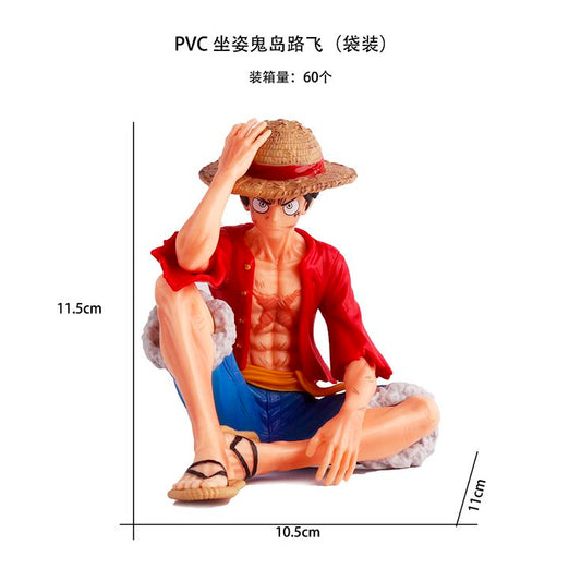 luffy sitting touching hat