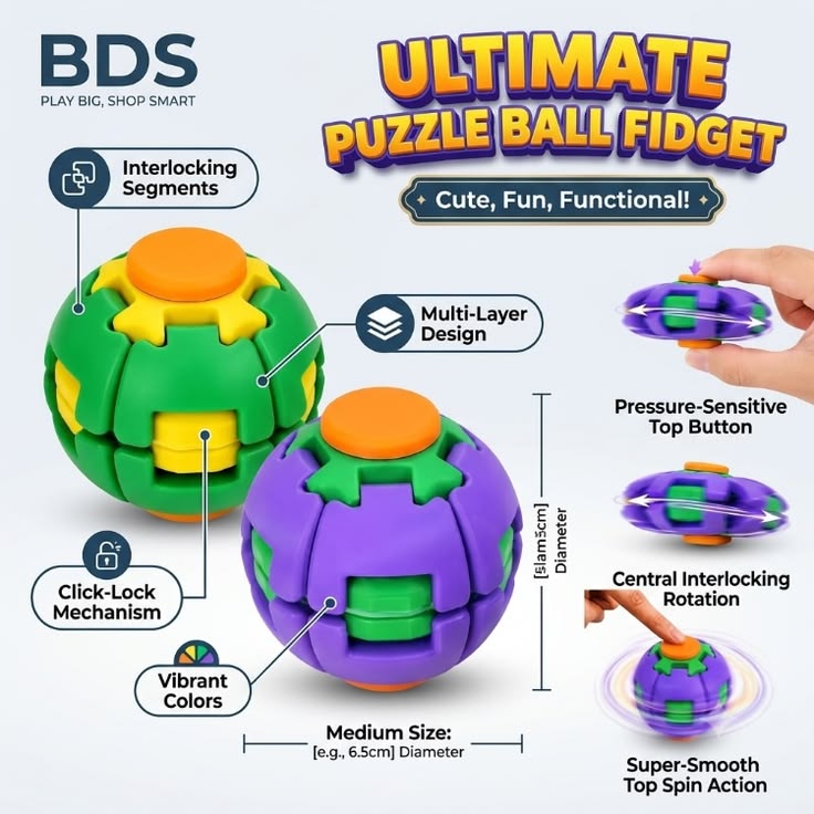 6pcs - Medium Viral Rotating ball fidget Net price 45