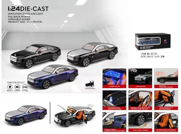 1:24 Rolls Royce Shining Die Cast Cars with light and sound pack