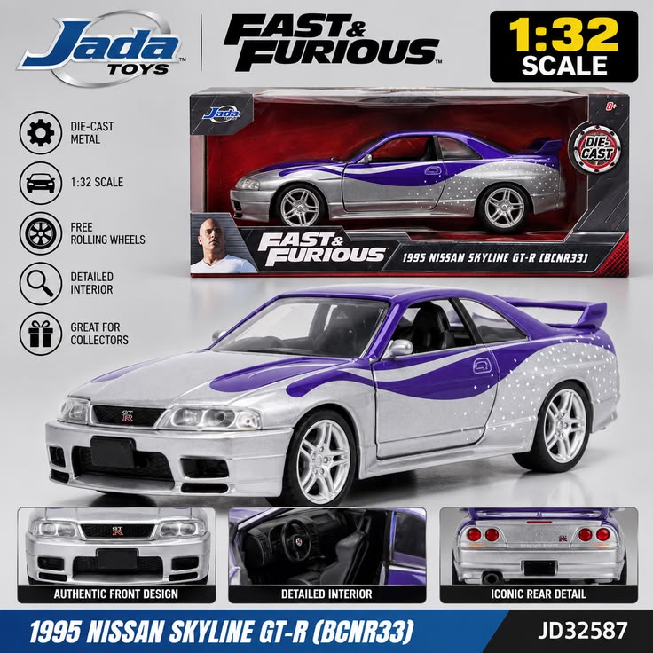 Jada Toys Fast & Furious 1995 Nissan Skyline GT-R 1:32 Die-Cast Car