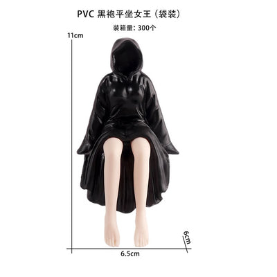 Mysterious Black Robe Queen Sitting staight legs