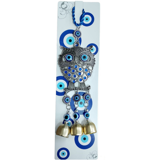 Owl Evil eye bells wall hanging