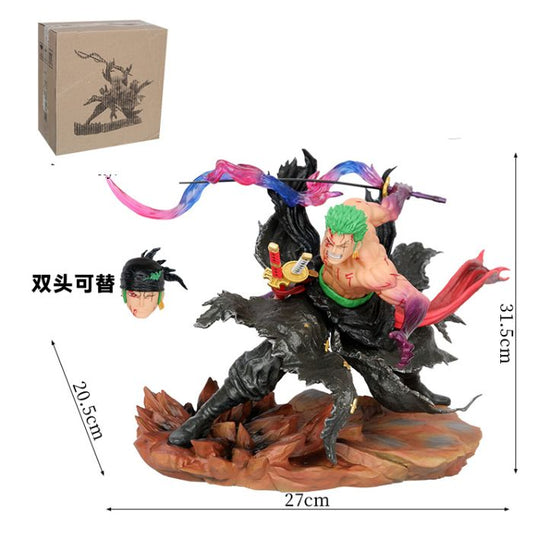 32 cm One Piece IU Break Series Zoro Ichi-ryu Zoro Double-Headed Sculpture Figure Figurine