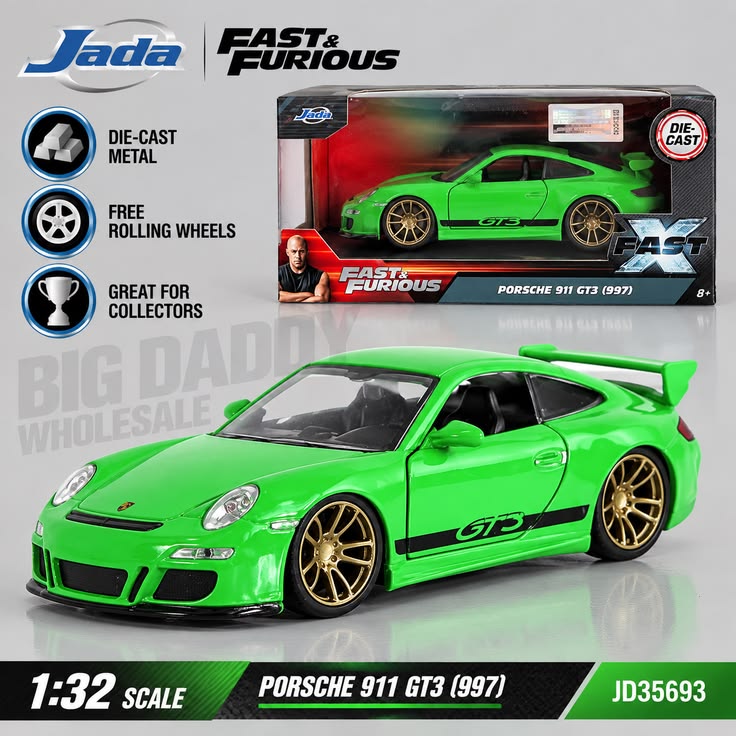 Jada Toys Fast & Furious Porsche 911 GT3 RS 997 1:32 Die-Cast Car