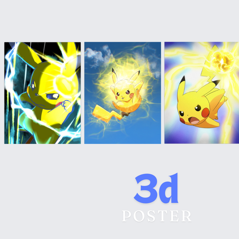 2pcs-Pikachu 3d poster net price 105