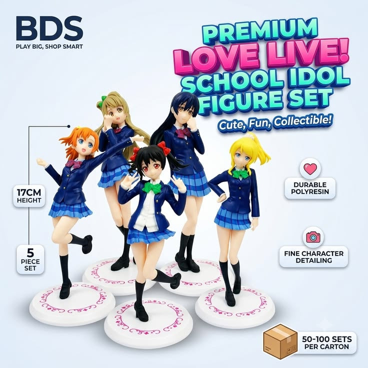 5 school girls figure set