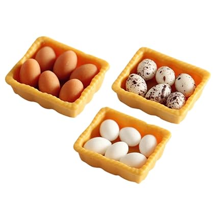 One Tray with 6 Eggs Miniature Doll House Toy