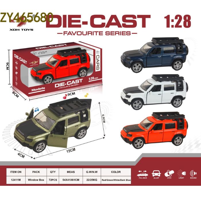 1:28 Simulated pull-back alloy car two-door Land Roveer Defender with light and music