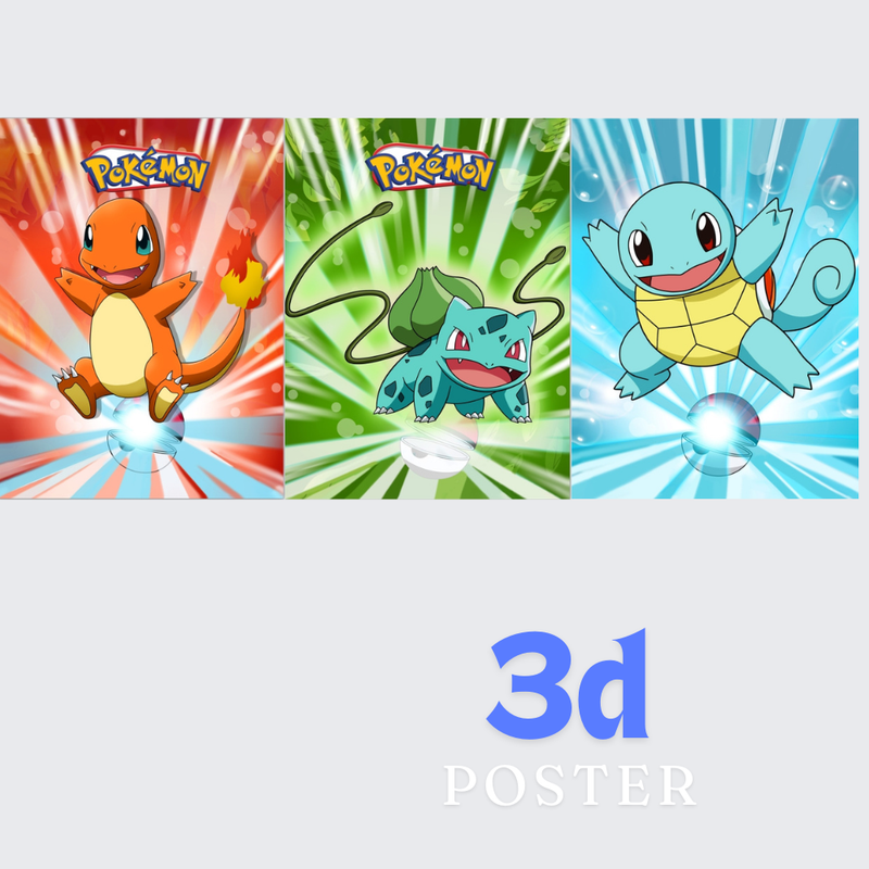 2pcs-Pokemon 3d poster net price 105