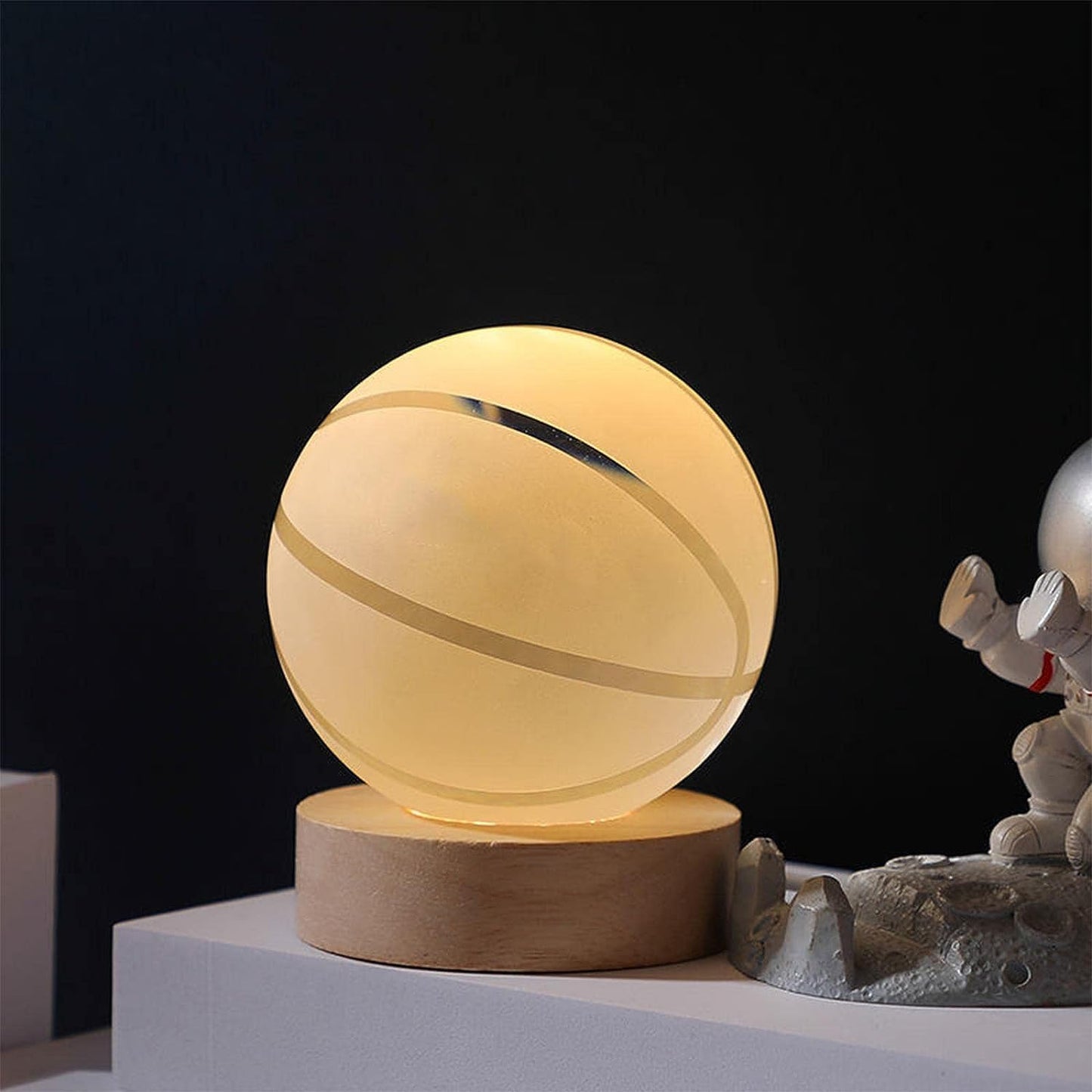 Basketball 3D Crystal Lamp with wooden Base