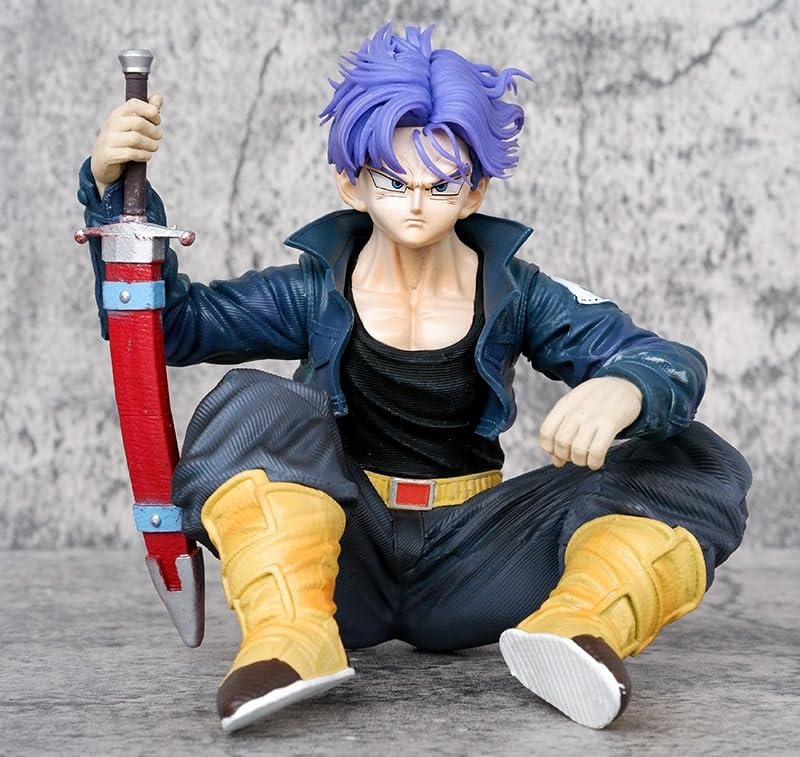 Trunk purple hair sitting figure with knife