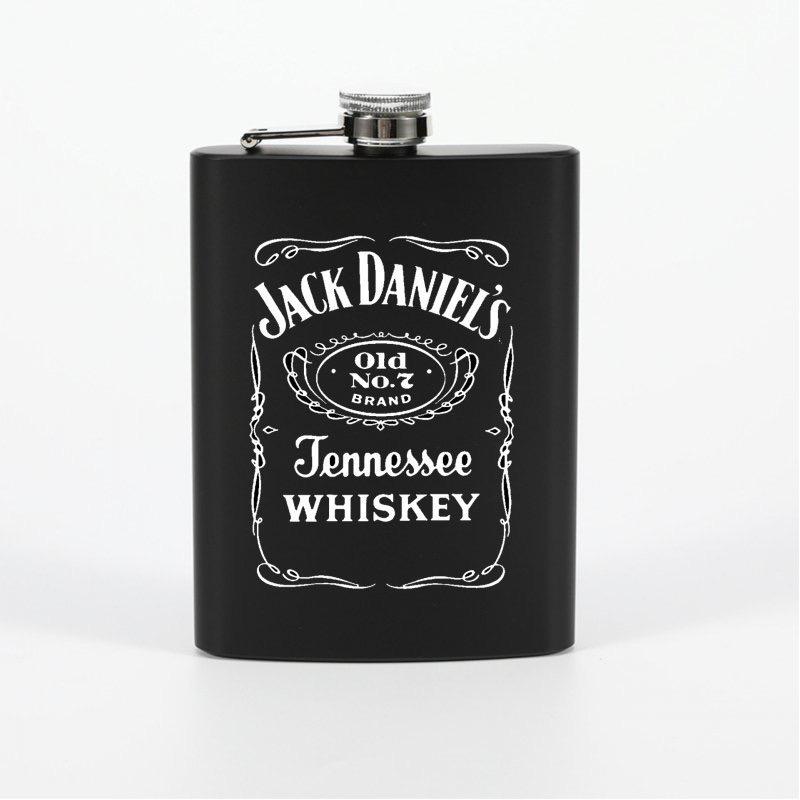 JD Black Plain Hip flask 9oz