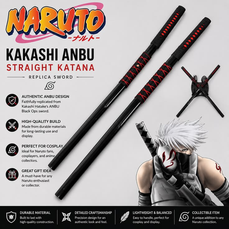 104cm Natuto Kakashi Hatake ANBU Straight Katana  Sword