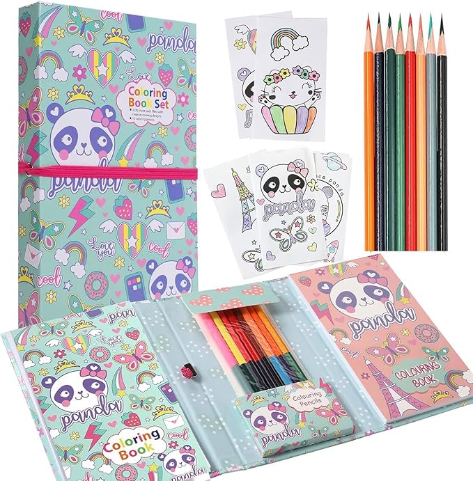  3pcs- Panda Colouring and Scratch Book with 8 Colour Pencils net price 90