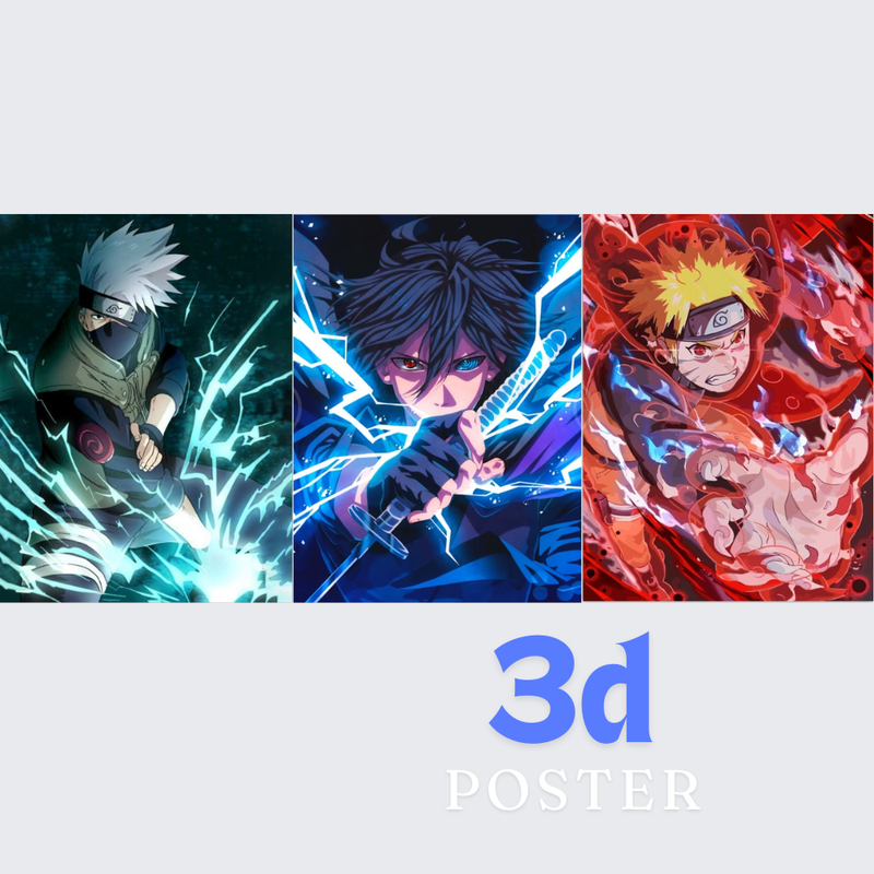 2pcs-Natutu, kakashi and blueman 3d poster net price  105