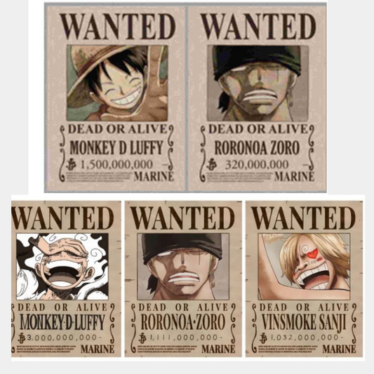 Wanted zoro luffy 3d poster pack of 3 ( eff price 110 )