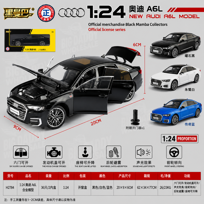 QY Toys-Black Mamba Imported Audi A6 1:24